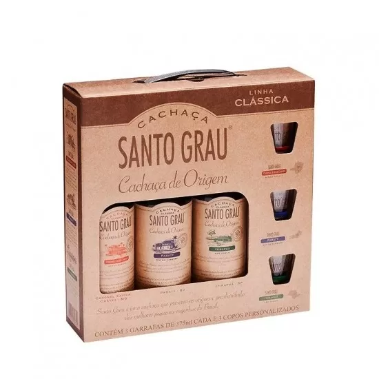 Kit Cachaça Santo Grau Origem Classica 375ml