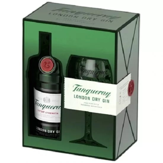 Kit Gin Tanqueray Dry750 ml + Taça Vidro Oficial