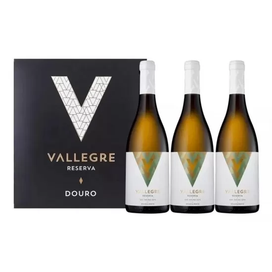 Vinho Vallegre Douro Reserva Bco Kit C/ 3 Vinhos 750ML
