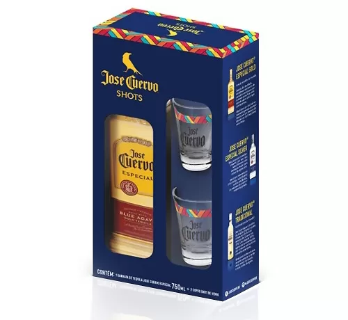Kit Tequila Jose Cuervo C/ 2 Copos Shots 750ml