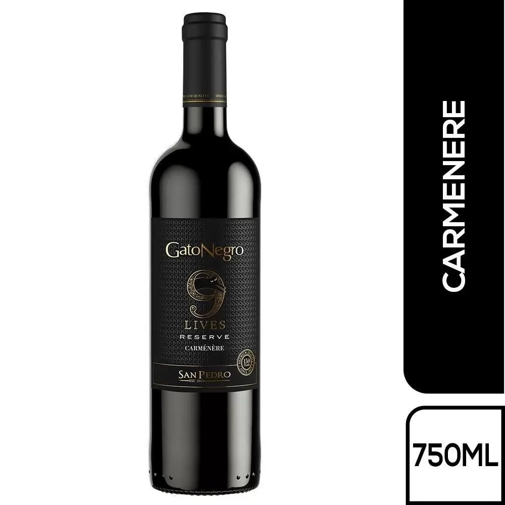 Vinho Gato Negro 9 Lives Reserva Carmenere 750ML