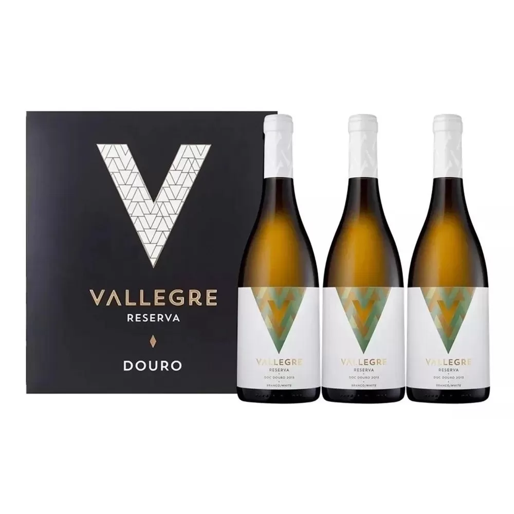 Vinho Vallegre Douro Reserva Bco Kit C/ 3 Vinhos 750ML